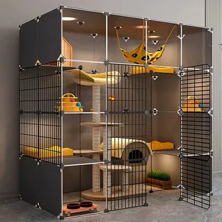 FANOYA Outdoor Katzengehege, Katzengehege Outdoor Groß, DIY-katzenlaufstall, Faltbar, Super Tragfähig, Dickerer Stahlrahmen, Sicherer, Einfach zu Montieren, 147*75*147cm