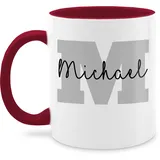 Tasse Tassen 325ml - Anfangsbuchstabe - Anfangsbuchstaben Name - Persönliches Geschenk Personalisiert mit Namen bedrucken Initialen Personalisierte Custom Buchstabe Wunschname - 325 ml - Bordeauxrot