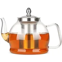 FELIXLEO Teekanne Teekanne Glas 1,2L mit abnehmbare Edelstahl-Sieb Herdplattensichere, (1-St)