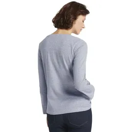 Tom Tailor Damen Henley Longsleeve mit Streifen aus Bio-Baumwolle, 26053 - Offwhite Navy Small Stripe, S