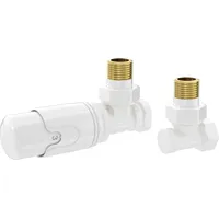 luxebath Thermostatventil + Rücklaufverschraubung für Heizkörper Komplett-Set Eckform Weiß