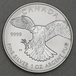Silbermünze 1oz Peregrine Falcon 2014  Birds of Prey (Kanada)