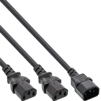 InLine Netz-Y-Kabel, Kaltgeräte, 1x IEC-C14 auf 2x IEC-C13, 3m,