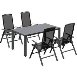 Sitzgruppe Gartenlounge Gartenmöbel Gartenset Vigo 5-tlg. Aluminium Grau-Schwarz