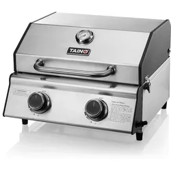 TAINO PLATINUM COMPACT Tischgrill 2 Brenner Gasgrill Edelstahl Kompakt Camping BBQ