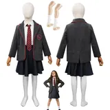 Tjmiaohao Filmfigur Matilda Cospaly Kostüm Outfit Rollenspiel Graue Schuluniform Mantel Hemd Rock Krawatte Komplettes Set Halloween Karnevalsparty Anziehanzug für Kinder (150)