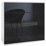 Vladon Kommode, Schwarz Hochglanz, 76x76x35 cm, Wohnzimmer, Kommoden & Sideboards, Kommoden
