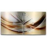 Kreative Feder Funkwanduhr 3D Design-Wanduhr "Abstrakt Gold" aus gebürstetem Aluminium (ohne Ticken; flüsterleises Funkuhrwerk; außergewöhnlich, modern) goldfarben|orange 50 cm x 25 cm