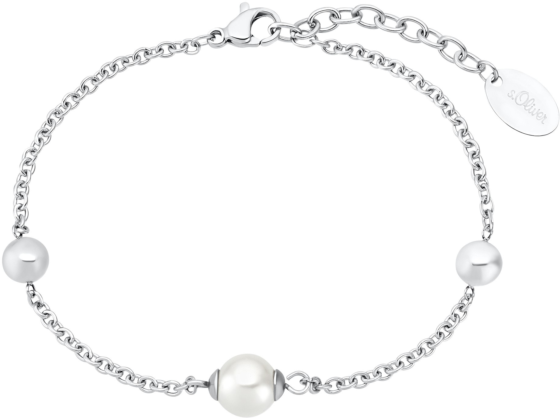 s.Oliver Damen Armband 2031466 Edelstahl Zirkonia Glasperle