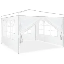 Relaxdays Seitenwand für Pavillon 4er Set, 2x3 m, Seitenteile mit Fenster & Reißverschluss, wasserdicht, PVC & PE, weiß