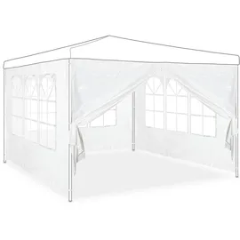 Relaxdays Seitenwand für Pavillon 4er Set, 2x3 m, Seitenteile mit Fenster & Reißverschluss, wasserdicht, PVC & PE, weiß