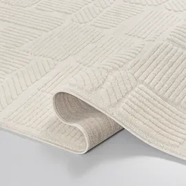 mazovia Teppich, Beige, Abstrakt, Geometrisch - Wohnzimmer, Schlafzimmer, Esszimmer, Büro - Mittelflor Rechteckig, Oeko-Tex® Zertifikat Retro - Creme, - 160 x 230 cm,