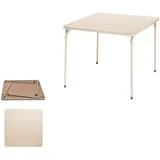 FurnitureR Klappbarer Esstisch 86×86×71 cm, quadratischer PVC-Tisch mit robustem Metallrahmen, platzsparend faltbar, ideal für Küche, Esszimmer, Balkon und kleine Wohnungen, in Beige