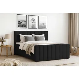 Deine Möbel 24 Boxbett, Schwarz, Textil, H4, 180x200 cm, Schlafzimmer, Betten, Boxspringbetten