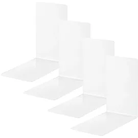 Alco Alco-Albert 4301-10-4 - Buchstützen aus Metall, 4 Stück, weiß, 14 x 14 x 8,5 cm, für Schule, Büro und Zuhause