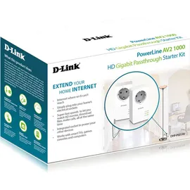 D-Link PowerLine AV2 DHP-P601AV 1000 Gigabit Passthrough Kit 1000Mbps (2 Adapter)