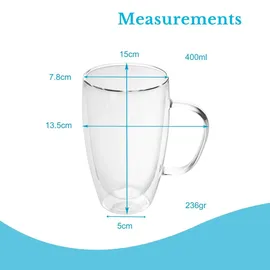 Intirilife Doppelwandiges Thermoglas Set 0,4 l 4 St.