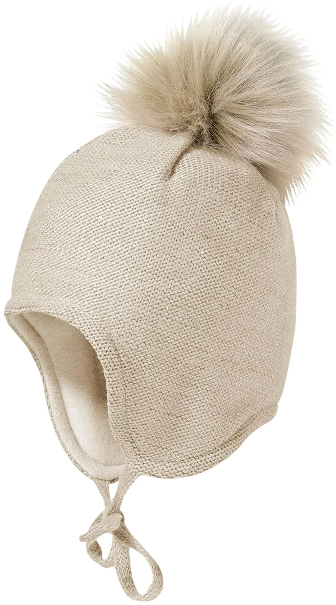 maximo Winter-Strickmütze Glitzer Fake Fur, beige, 49