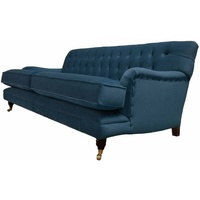 JVmoebel Chesterfield-Sofa Chesterfield modernes 3-Sitzer-Sofa aus handgefertigtem Stoff blau