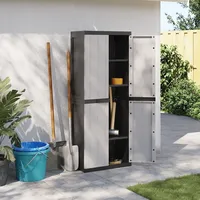 VidaXL Gartenschrank Grau und Schwarz 65x37x165 cm PP