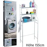 Storage Solutions - Metall Badregal - weiß - 62x25x155 cm - 3 Ablagen mit Haken