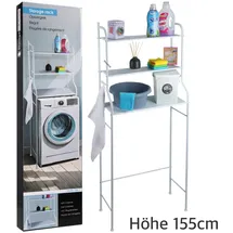 Storage Solutions - Metall Badregal - weiß - 62x25x155 cm - 3 Ablagen mit Haken
