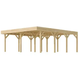 Weka Doppelcarport 6,44 x 6,66 m braun mit Dachbegrünung