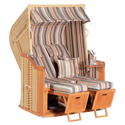 Gartenstrandkorb "Rustikal 250 PLUS" 2-Sitzer, Halbliegemodell Kunststoffgeflecht beige