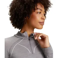 Falke Damen Baselayer-Shirt Wool-Tech High Zip Neck W L/S SH Wolle Schnelltrocknend 1 Stück, Grau (Grey-Heather L
