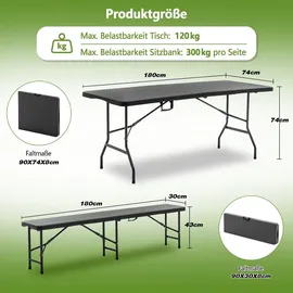Thanaddo Bierzeltgarnitur 3-tlg. Schwarz