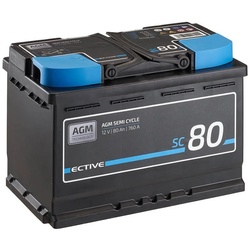 ECTIVE ECTIVE 12V 80Ah AGM Semi Cycle Batterie für Wohnmobil Batterie