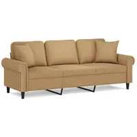 VidaXL 3-Sitzer-Sofa mit Zierkissen Braun 180 cm Samt