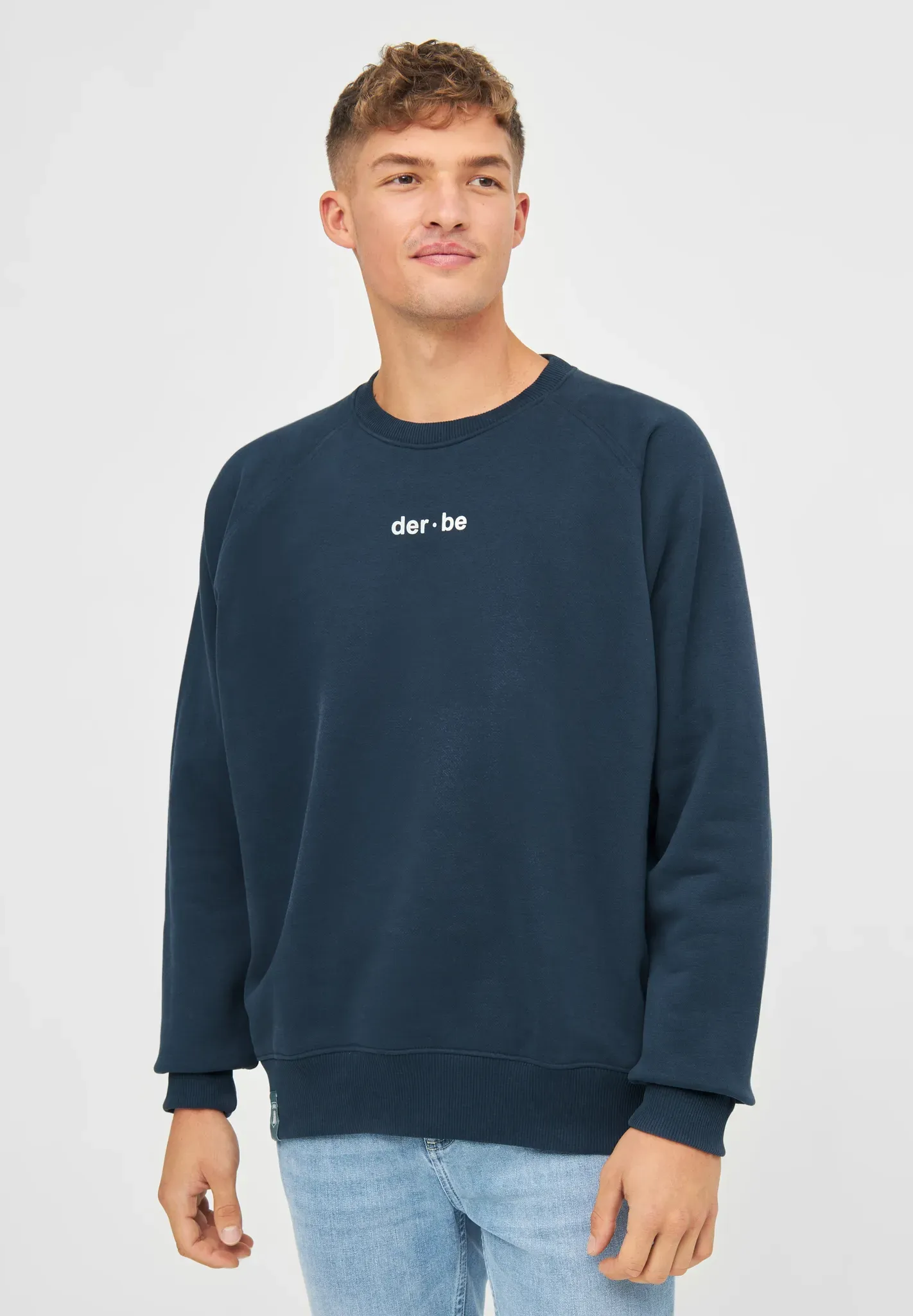 Sweatshirt DERBE "Derbe Bedeutung" Gr. 3XL, blau (navy) Herren Sweatshirts Rückenprint, Nachhaltig, Organic Cotton