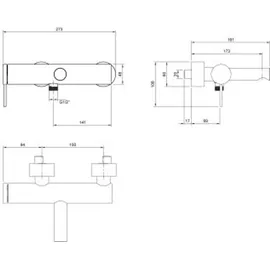 Villeroy & Boch Villeroy & Boch, Badarmatur, V&B EH-Wannenb LOOP & FRIENDS Wandmontage, 273x108x191mm chrom
