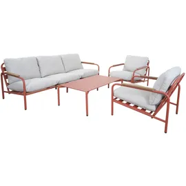 Mendler HWC-O11 Gartengarnitur 3-Sitzer terrakotta/beige