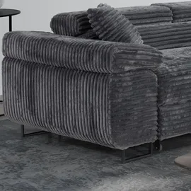 m-punkt Wohnlandschaft Ecksofa MIAMI TILIA Grau mit Bett Bettkasten Kopfteilverstellung Bett Sofa Schlafsofa Ottomane rechts - Grau