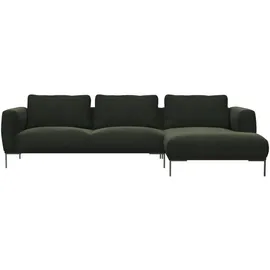 Livetastic Ecksofa Leder 3-Sitzer Dunkelgrau