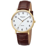 REGENT - F-1425 - Armbanduhr - Herren - Rosiges Braun/Weiß