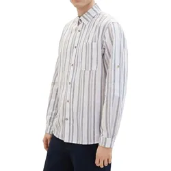 Tom Tailor Herren Leinen-Hemd elegantes Business-Shirt Sommer-Hemd 63757469 Weiß - M