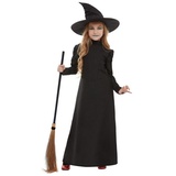 Smiffys Hexen-Kostüm Wicked Witch, Klassisches schwarzes Hexenkostüm für Kinder schwarz 146-158