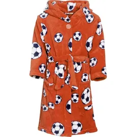 Playshoes Fleece-Bademantel Fußball in Orange | Gr.: 86/92