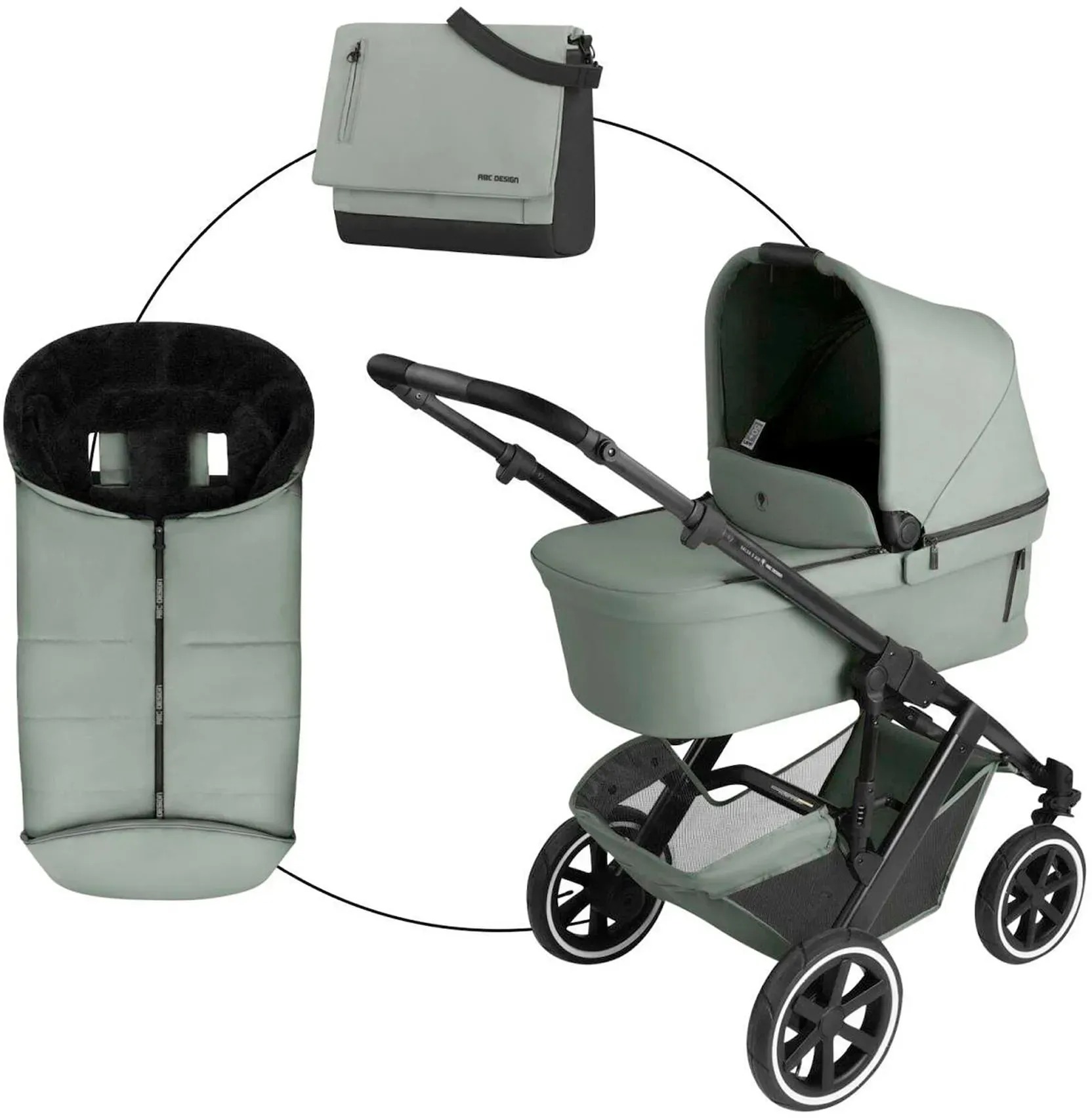 ABC Design Kombikinderwagen Salsa 5 Air inkl. Wickeltasche und Fußsack, gruen