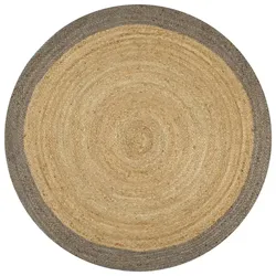 vidaXL Teppich Handgefertigt Jute mit Grauem Rand 120 cm