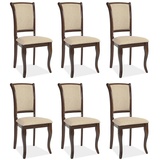 Casa Padrino Jugendstil Esszimmer Stuhl 6er Set Creme / Dunkelbraun 44 x 44 x H. 96 cm - Elegante Massivholz Küchen Stühle - Barock & Jugendstil Esszimmer Möbel