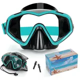 Taucherbrille Erwachsene,Verstellbares Schwimmbrille mit Nasenschutz,Tauchmaske 180°Weitwinkel Antifog Schnorchelmaske mit HD Gehärtetes Glas für Schnorcheln Schwimmen