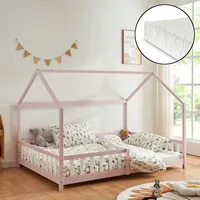 [en.casa] Hausbett Hesel mit Matratze und Rausfallschutz 140x200cm Rosa