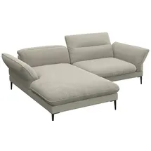 flexlux Ecksofa Salino, Funktionssofa mit Recamiere, Relaxsofa, Ecksofa, Sofa mit Arm- und Kopfteil-Verstellungen, Kaltschaum & Stahl-Wellen grau
