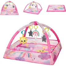 KIKKABOO Spielbogen, Krabbeldecke 2 in 1, Greiflinge, 18 Spielbälle, Bällebad