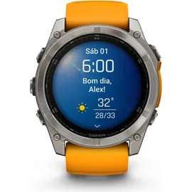 Garmin fenix 8 AMOLED 51 mm sapphire, graphit / titanium titan mit QuickFit Silikon-Armband 26 mm