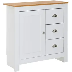 Kadima Design Moderne Schubladenkommode, Eiche-Finish, 3 Schubladen, 2 Türfächer. 79x35x81 cm